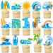 Surfing Cupcake Toppers 48Pcs The Big One Surf Birthday Cupcake Toppers Surfing 1st Birthday Decorations Surfboard Cupcake Picks for Summer Hawaii Holiday Baby First Supplies