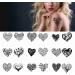 Tattoonova Heart 18 sheets Temporary Tattoos for Adults Men and Women Black and White All Kinds of Love Heart Tree Folwer Leaves Fake Tattoo Kits Sets For Neck Arm Hands Leg