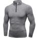 Men's Black Quarter Zip Long Sleeve Compression Workout Shirt | Quick Dry, Moisture Wicking | Size Medium - Buy Online on GoSupps.com