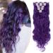 S-noilite Fashion 8 Piece Clip in Hair Extensions Long Full Head 18 Clips 24 inches Curly Black Purple Purple 24 Inch