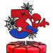 Spider 3rd Birthday Cake Topper Spider Cartoon Movie Themed Happy 3s Birthday Cake Decorations for Men Boy Children three Bday Party Supplies Double Sided Glitter Black Décor