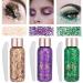 Body glitter gel glitter liquid face body glitter gel festival glitter mermaid sequins chunky glitter Liquid face hair make-up long loading sparkling with 1 spoon brown+purple+green