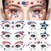 Fourth of July Face Tattoo Independence Day Face Tattoo American Flag Star Temporary Tattoo Patriotic Fake Tattoos Supplies Red White and Blue Party Tattoo Stickers Body Art Party Decoration 10 Sheets
