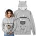 Homelevel Hoodie sweater with a cat pocket - cute sweater with dog bag - cats hoodie with pet pocket - cat sweater with bags for small pets L gray