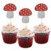 HOKPA Mushroom Cupcake Toppers 24Pcs Cute Mushroom Cupcake Picks for Baby Shower Wedding Forest Plant Mushroom Theme Party Decoration