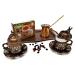 Turkish medium roast Coffee Gift Set for Two with Ground Coffee Perfect Starter Kit Ottoman Style Arabic Kahwa Pot (Copper)