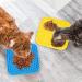 2 Pcs Dog Lick Mat Set with Suction Cups | Slow Feeder Silicone Pad for Dogs and Cats with Spatula - Yellow & Blue - Buy Online on GoSupps.com