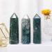 Runyangshi Natural Aquatic Agate Healing Crystal Wand - Moss Agate Point Tower | Green Water Plant Agate Home Decor | Chakra Stones Prism | 3.3 - 3.5 inch - Buy Online on GoSupps.com