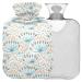 Naanle hot hot water bottle with cover flower motif Pustblume Transparent hot water bottle 2l large hot hot water bottle for menstrual cramps pain relief handfoots heat and cold therapy