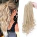 45cm ponytail extension ponytail braid with clamp hair part hair extension hair pace hair heat resistant (smooth+wavy) such as real hair ashblond mix bleach blonde 45 cm ashblond mix bleaching blonde