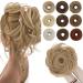 SEGO Hairpiece with elastic band Large bun hairpieces Hair tie with hair extensions Ponytail braid for women (55 G) Dark blonde