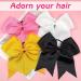 4pcs Large Cheer Bows Elastic Hair Tie Bands, Grosgrain Ribbon Ponytail Holder for Teen Girls - Yellow/Black/White/Pink - Buy Online on GoSupps.com