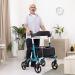 Healconnex Folding Rollator Walker with Seat & 8 Wheels - Lightweight Aluminium Frame - Comfort Handles & Thick Backrest - Blue - Buy Online on GoSupps.com