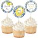 AnyDesign 24Pcs Blue White Tiles Lemon Cupcake Topper Sweet Fruit Theme Summer Lemonade Cupcake Picks for Wedding Engagement Bridal Shower Bachelorette Party Decorations