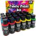 Fabric Paint Set - 24 Colors Bulk Kit for Clothes, Upholstery, Outdoor Cushions, Shoes - Acrylic Fabric Paint in Metallic Gold, White, Red, Yellow, Orange, Pink - Buy Online on GoSupps.com