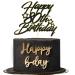 Sotpot Black Gold Glitter 80th Birthday Cake Topper Double Layers 80th Cake Topper for Woman Man 80th Birthday Party Cake Decoration Supplies