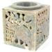 GURU Shop Indian fragrance lamp essential oil diffuser tealight holder for aromatherapy aroma lamp made of bacon stone - cube elephant 1 cream white 7.5x7.5x7.5 cm fragrance lamps & oil lamps