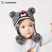 LANGZHEN Toddler Winter Hat with Earflap Knit Cap for Baby Boys Girls 6-12 Months - Penguin Design, Black Stripe - Buy Online on GoSupps.com