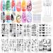 Zeukets Nail Art Stamping Templates Set 12 pieces nail art stamp stamps nail art platforms nail stamp plate manicure tool for nail design manicure printing nail transfer tools