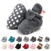 EDOTON Unisex Newborn Winter Boots Warm Stripe Bootie Non-Slip Sole Soft Stay On Ajustable Bootie Sock 12-18 Months Navy Gray