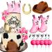 JeVenis 14 PCs Cowgirl Cake Topper Western Cake Decorations Cowgirl Baby Shower Cowboy Hat Birthday Cake Topper Pink Balls Cake Topper Cow Balls Cake Topper Colour1