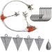 Saltwater Surf Fishing Tackle Kit - Saltwater Fishing Rig Include Fishing Wire Leader Pyramid Sinker Weight Bass Casting Sinker for Surf Fishing Silver + Circle Hooks