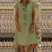 Women's Cotton Linen Embroidered Maxi Tunic Dress - Green, Plus Size Medium - Buy Online on GoSupps.com