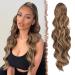 Fine ponytail hair extension hair extension with cord strain ponytail extension synthetic wavy curly curly honeybeau mixed light brown ponytail extension for women 60cm 60 cm honey blonde mixed light brown