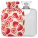 Naanle red strawberry hot water bottle with reference transparently warm water bottle 1l of warm stool for pain relief hot and cold therapy bed hand feet warmer