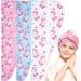 Meetrue hair turban for children girls 3 pieces microfiber towel hair with unicorn pattern hair turban microfiber fast dry towel hair with button super absorbent towels for wet hair 3 pieces (pink blue white) small (3-5 years)
