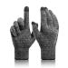 Winter Gloves For Men Women, Cold Weather Warm Touchscreen Glove Unisex - Non - slip Grip - Elastic Cuff - Knit Stretchy Black Grey Medium