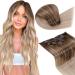 Laavoo ombre extensions real hair clip in blond real hair clip in extensions balayage light brown light blonde clip in hair extension real hair 105g 7 piece 50cm #8/16/60 50cm-105g 2.2 #8/16/60
