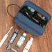 WANDF Hanging Dopp Kit Travel Toiletry Bag for Men - Water-Resistant Vegan Leather Shaving Bag - Blue - Buy Online on GoSupps.com
