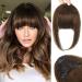 REECHO Clip in Bangs, 100% Human Hair 3 Secure Clips in Full Blunt Cut Bangs Clip in Hair Extensions, Brown Fake Bangs Fringe with Temples Hairpieces for Women Daily Wear - Medium Brown
