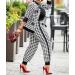 SOMTHRON Women's Houndstooth Print 2 Piece Outfit Set - Zip Up Jacket & Long Pants - X-Large Black - Buy Online on GoSupps.com