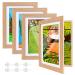 4 pieces of art photo frame for children fillable picture frames for opening front opening picture frames for works of art ideal for children's drawings children art projects school at home or office wood wood 4 PCs