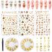 6 Sheets Angel Pattern Nail Stickers and 2 Boxes 3D Nail Art Metal Charms, Baby Angel Nail Art Stickers Self-Adhesive Nail Decals, Gold Metal Nail Studs Punk Star Cross Moon Gem Nail Art Jewel