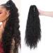 Claw on ponytail clip in ponytail braid extension hair extension hairpiece corn wavy wavy hair part 60cm natural black 60 cm natural black