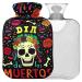 Naanle Dia de los Muerto's hot water bottle with cover transparent hot water bottle hand feet hot water bottle for pain relief heat and cold therapy 1 l