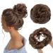 MY-LADY Messy Hair Buns Extensions Scrunchies Thick Hair Pieces Updo Wavy Curly Ponytail Donut Hair Chignons Hairpiece 55g Light Brown L Light Brown