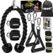 Tricep Rope Cable Machine Attachment, 35" Triceps Pull Down Rope LAT Pulldown Attachments, Home Gym Accessories Set with Resistance Bands Handle, Ankle Straps, Carabiner, Wrist Wraps for Exercise black