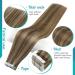 FSHINE Real Hair Extensions - 30cm PU Double-Sided Tape | Volume 4 Medium Brown & Blonde Highlights | #4P27 - Shop Internationally! - Buy Online on GoSupps.com