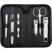 Manicure Set Solingen with top/performance - art leather case handy and soft - 6 -piece nail set for women and gentlemen marqus made of brilliantly nipped polished steel black