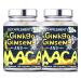 2 Bottles (360 capsules) Maca Root 4000mg Ginkgo Biloba Korean Red (Panax) Ginseng - 4256mg Vegan - Zinc Vitamins D3 E B5 B6 B12 A K Folic Acid Selenium for Immune System Hormonal Activity
