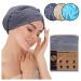 Emmy Home Haarurban 100% cotton 2 pieces of hair cloth quick -drying turban towel with a button towel for head and long hair turban hair dryer (2 Set Ant) anthracite x2
