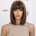 KOME Short Bob Wig for Women - Brown Blonde Highlight Shoulder Length Synthetic Wig with Bangs for Daily Use - 12IN - Buy Online on GoSupps.com