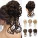 REECHO Messy Bun Hair Piece Tousled Updo Elastic Hair Bun Hair Piece for Women Synthetic Messy Hair Bun Donut Accessories Scrunchies - Chocolate Brown with Highlights