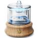 Glass Essential Oil Diffuser Humidifier, [Plastic Free] Glass Reservoir Natural Wood Base, Waterless Auto Shut-Off 7 Colors Lights Aroma Diffusers for Bedroom Home Room Office Yoga Mom Wife Gift 80 ML Cord