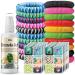 Mosquito protection set: 20 bracelets 90 stickers and spray to the bracelet and sticker reusability-deet-free protection against mosquitoes