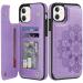 Bizzib for iPhone 11 Case Leather Wallet with Card Holder Flip Cover Kickstand Card Slots Double Magnetic Clasp Shockproof Heavy Duty Protective Case for iPhone 11-Floral Purple Flower Purple